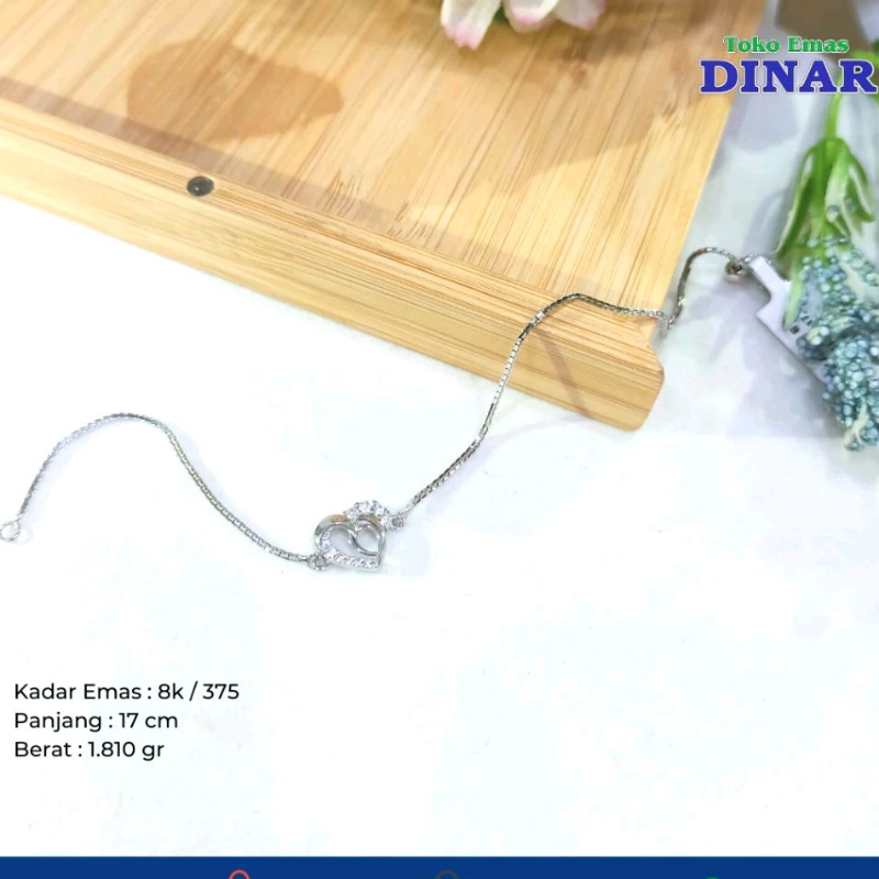 GELANG SANTA BATU AD SERUT MODEL PUTIH - EMAS MUDA - KADAR 8K/375