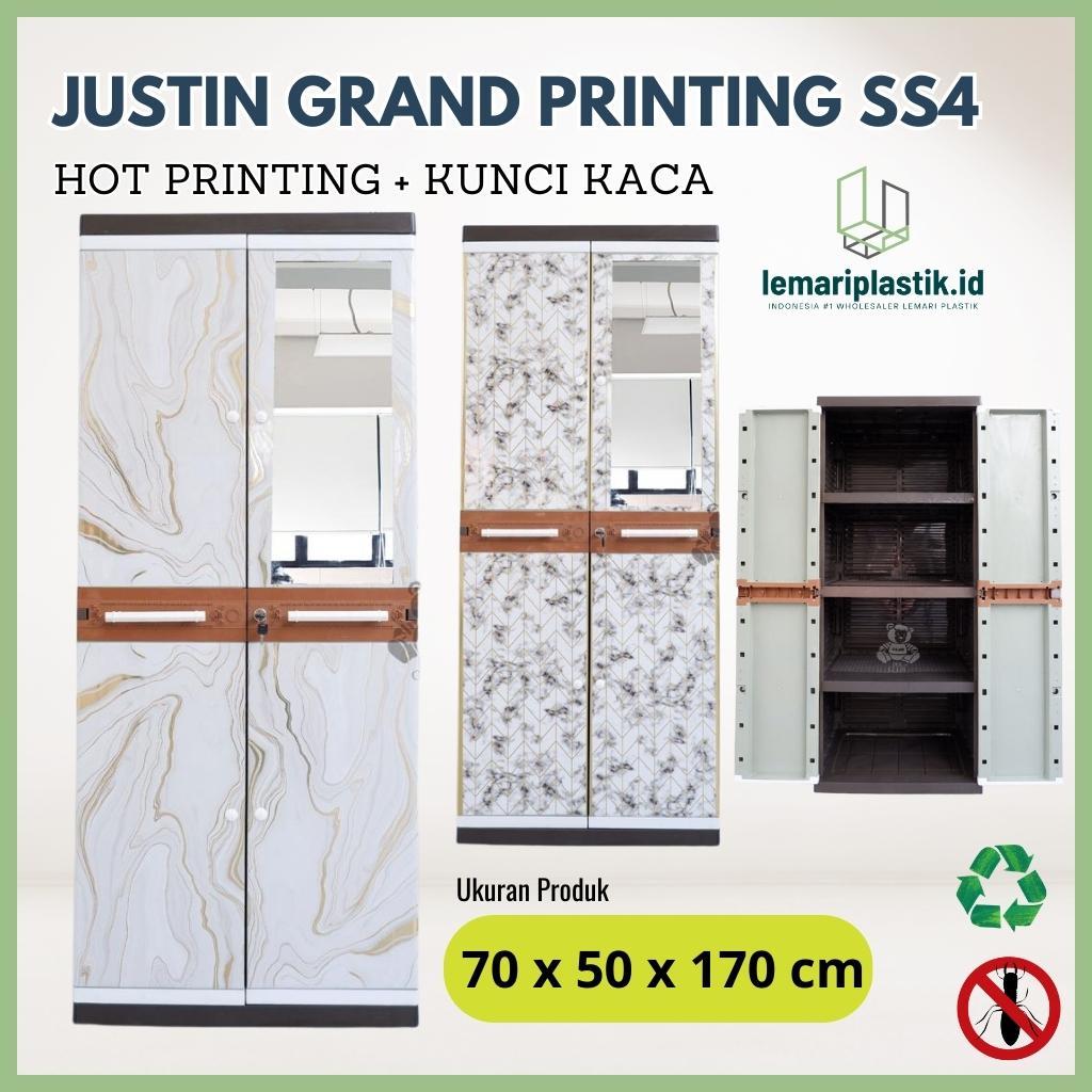 LEMARI PAKAIAN JUMBO SUSUN 4 DENGAN KACA + KUNCI MERK CLUB I JUSTIN GRAND PRINTING CLUB I LEMARI PLA