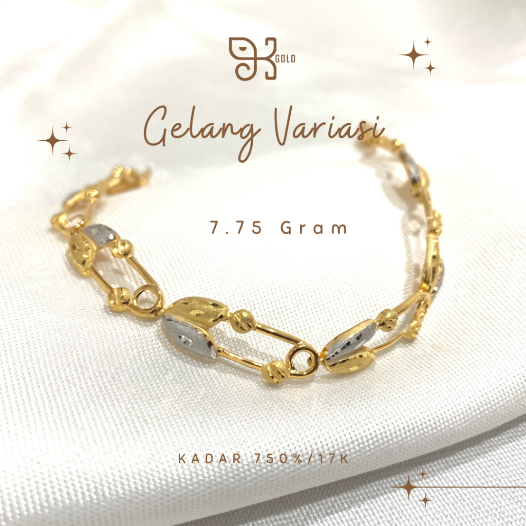 Gelang tangan variasi I Perhiasan Emas Wanita I Kadar 750 17K