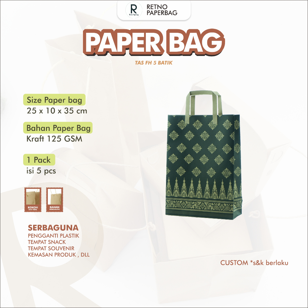 

Paper Bag Hitam Motif Batik Serbaguna Tas Kantor Elegan-Retno Paperbag