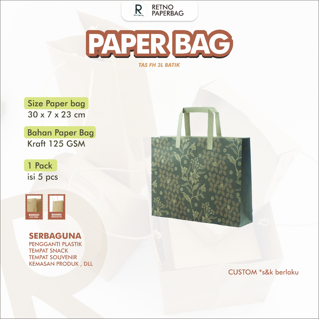 

Paper Bag Lebar Motif Batik Serbaguna Tas Kantor Ringan-Retno Paperbag