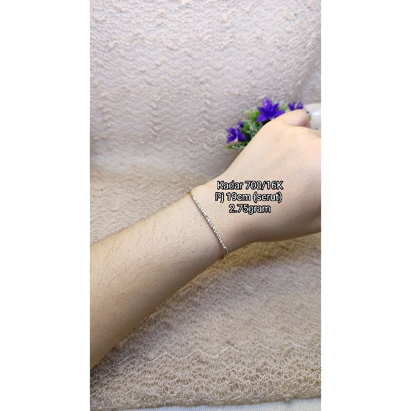 EMAS GELANG SERUT EMAS ASLI 16K KADAR 700 GELANG SERUT LISTRING PLAT MODIS GELANG SERUT KEKINIAN VIR