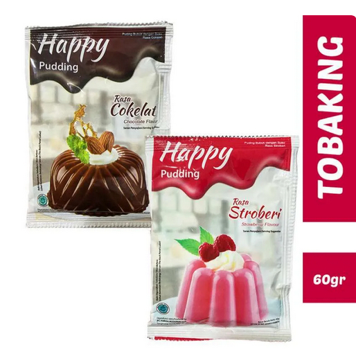 

Happy Puding Stroberi Cokelat 60gr Pudding Bubuk Susu
