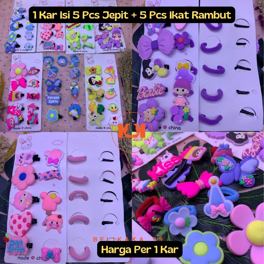 (10 PCS) IKAT + JEPIT RAMBUT ANAK ALA KOREA MOTIF LUCU ISI 10 PCS / JEPIT RAMBUT KARTUN / JEPIT KUNCIR RAMBUT SET MURAH / SET JEPIT RAMBUT ANAK PEREMPUAN / SET IKAT RAMBUT ANAK ALA KOREA IMPORT / JEPIT RAMBUT ANAK LUCU