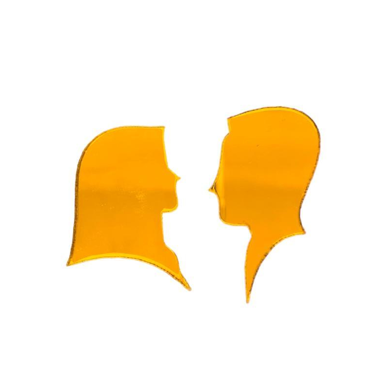 Siluet Couple Wajah Pengantin Dekorasi Mahar Akrilik Mirror Gold