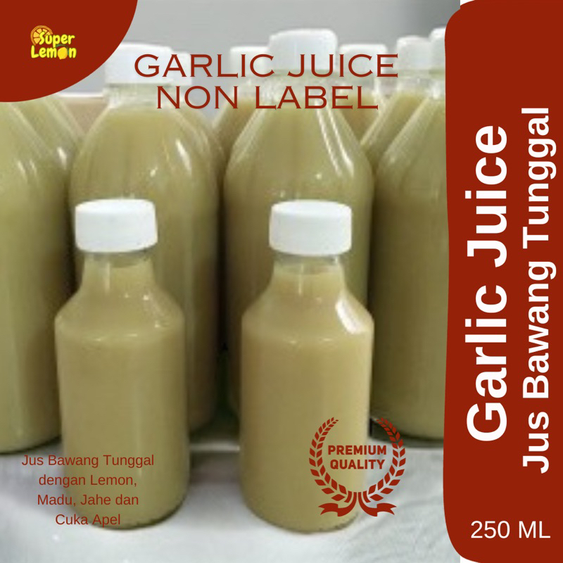 

250ml Jus Bawang Putih Tunggal Non Label Lemon Madu Jahe Merah Cuka Apel