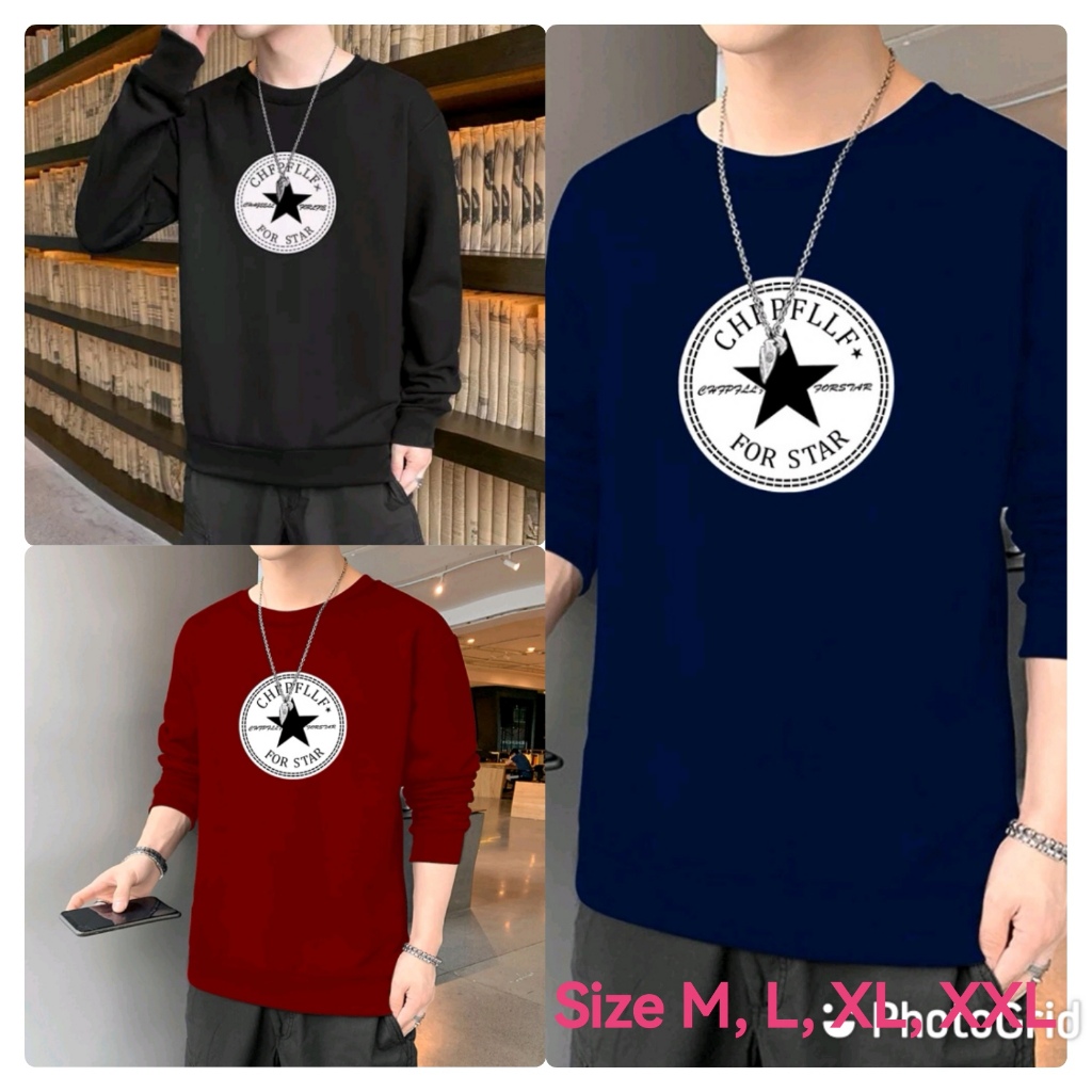 Bisa COD Sweater Keren Promo Sale Kaos Pria Kekinian For Star Kaos Pria Lengan Panjang Baju Unisex Cowok Terbaru Sweter Pria Distro Crewneck Cowok Kasual Kaos Oblong Murah Terlaris Sweater Remaja Dewasa