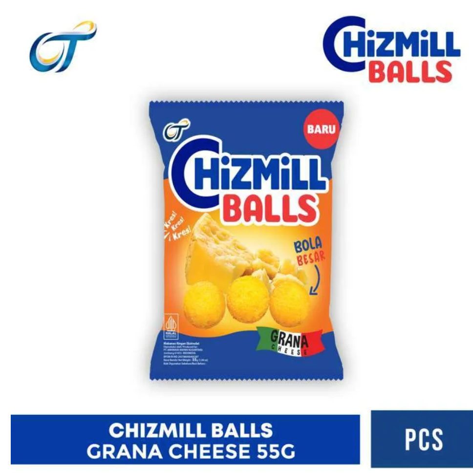 

Snack Cemilan Chizmill Balls Grana Cheese 55gr