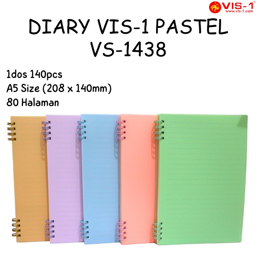 

buku diary pastel ukuran a5 isi 80 lembar viz 1 seminar ring kawat