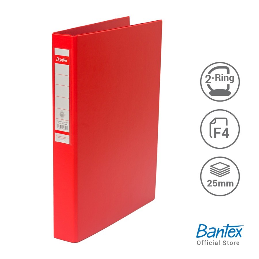 

Bantex Ring Binder 2 Ring D 25mm Folio Red
