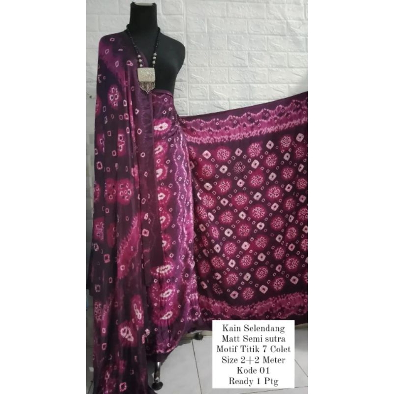 Kain Selendang Semi Sutera Jumputan handmade