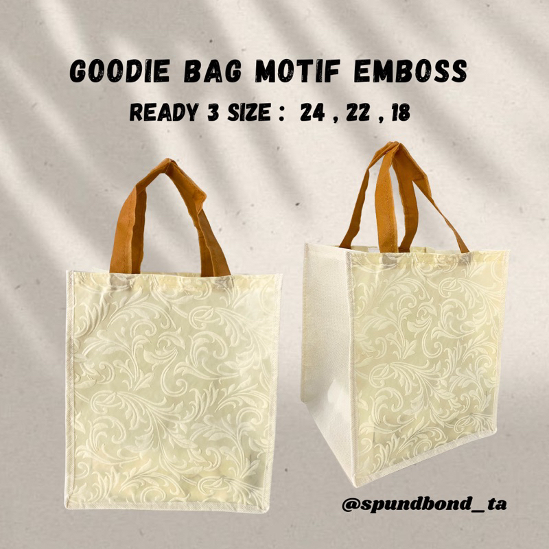 

[[ 1 Lusin = 12 pcs ]] Goodie Bag Embosse Cream Premium Size 24