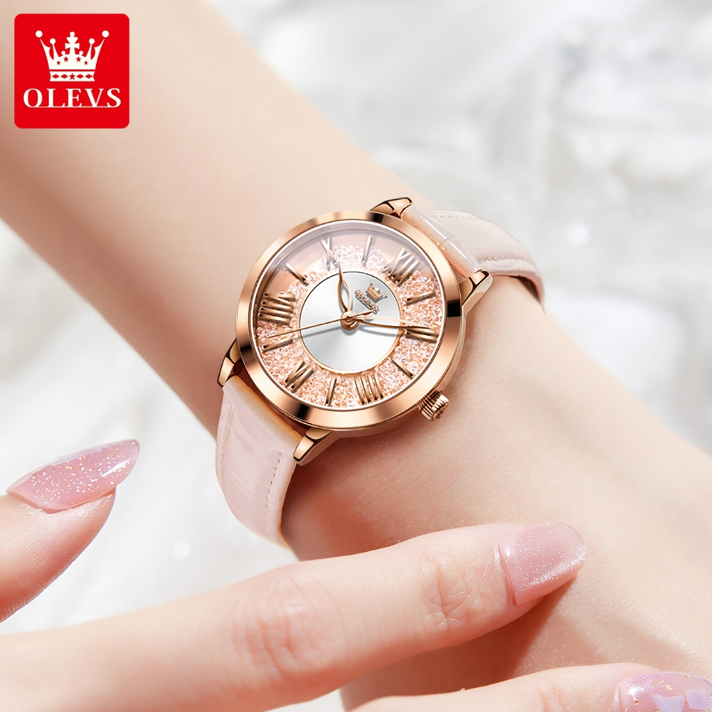 ORIGINAL OLEVS Jam Tangan Wanita Anti Air Original Cewek Quartz Cantik Kulit Tali Analog Fashion