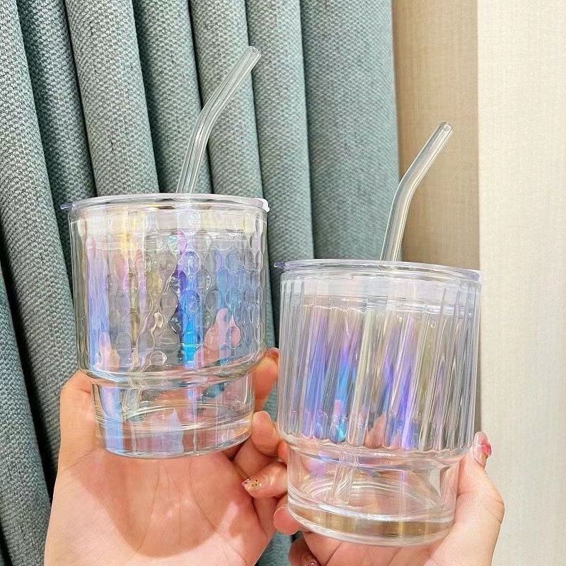[JAFA] GLASS TUMBLER KOREA ESTETIK ANTI TUMPAH FREE SEDOTAN - GELAS KACA TUMBLER DENGAN TUTUP ANTI