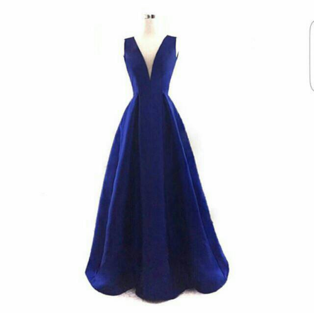 Long Dress Biru Elektrik
