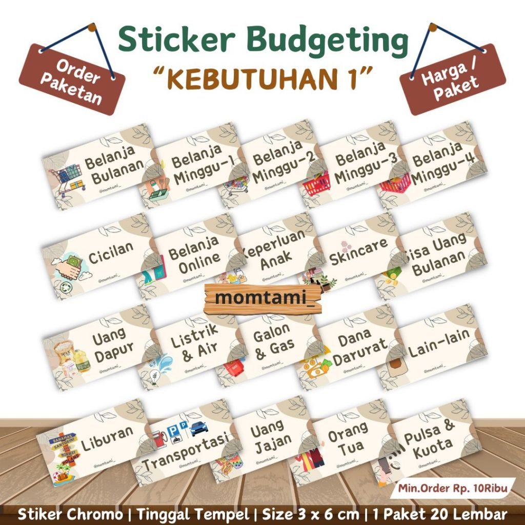 

Stiker Dompet Budgeting 20 pcs size 3 x 6 cm