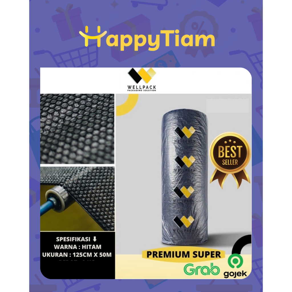 

BUBBLE WRAP ROLL WELLPACK 125 cm x 50 m HITAM BENING 3KG 2,7KG 2,4KG TEBAL PREMIUM 125 x 50m