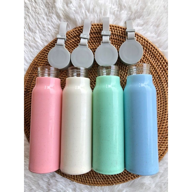 Botol Kaca Go Green Warna Pastel Botol Souvenir 400ML