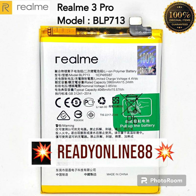 Baterai Realme 3 Pro BLP713 / BLP 713 Original