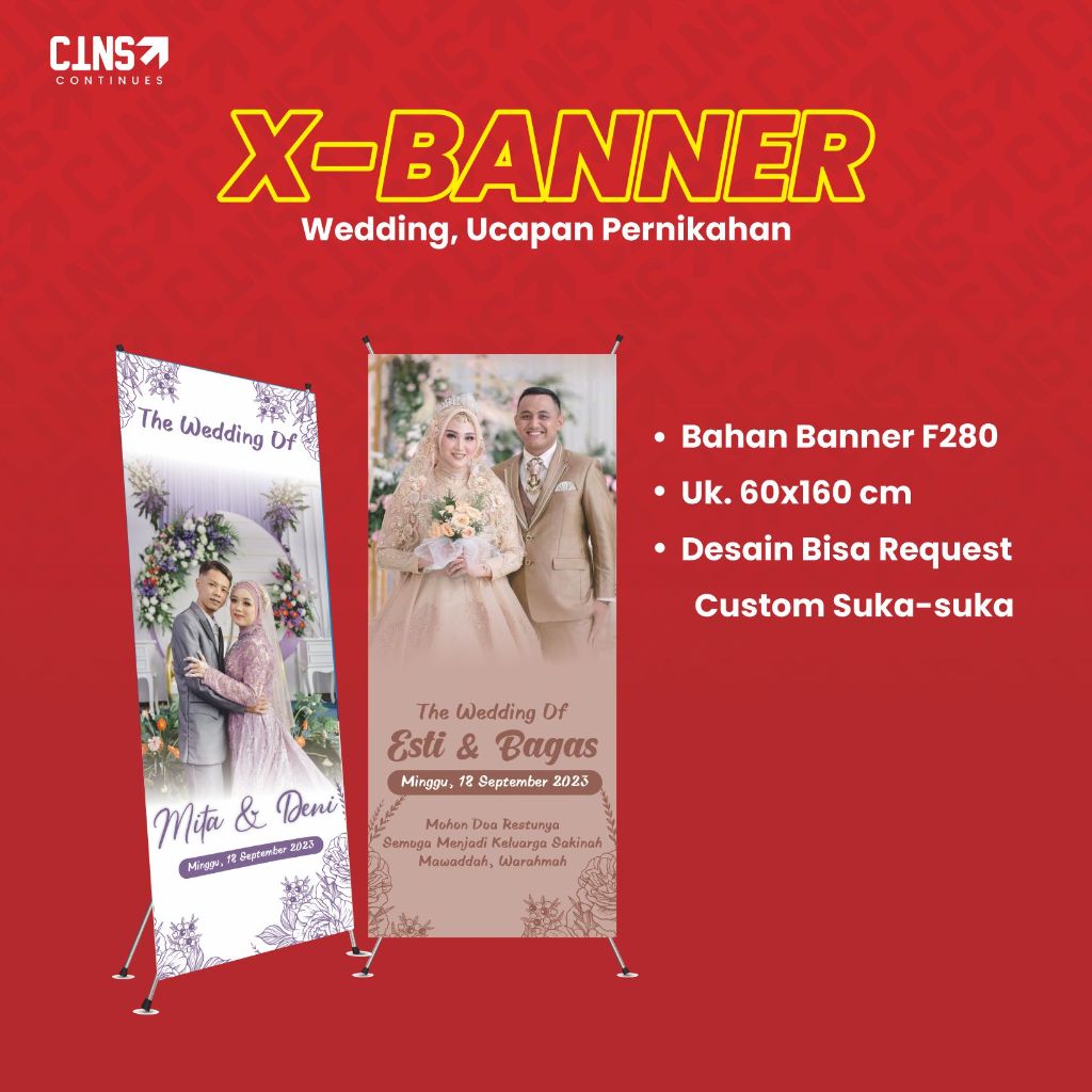 Banner Wedding Pernikahan, X Banner Weeding Cutom Desain