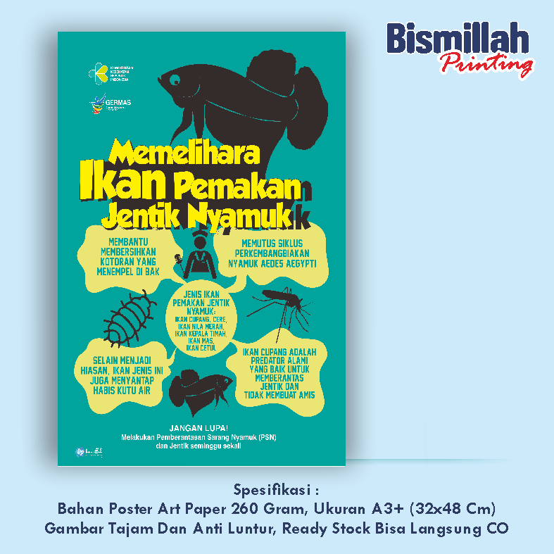 

Poster Kesehatan Memelihara Ikan Pemakan Jentik Nyamuk