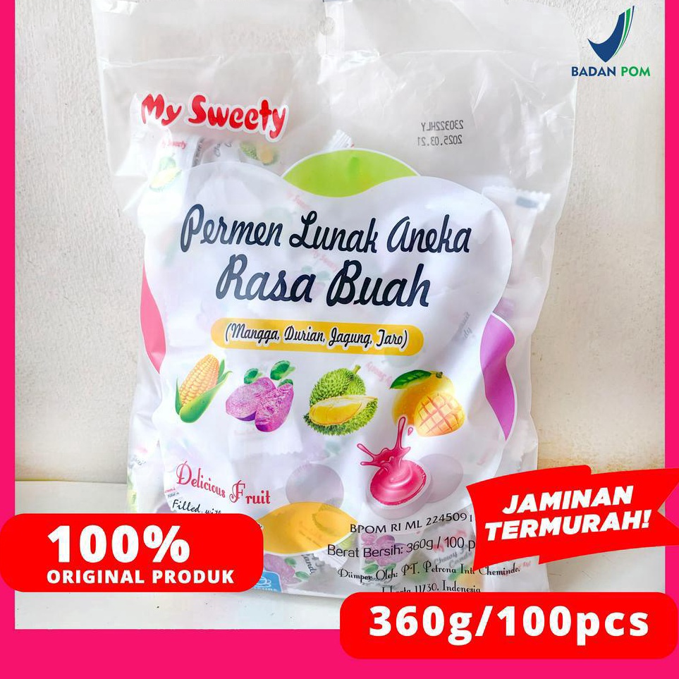 

Stok baru PERMEN SUSU LUNAK ANEKA RASA BUAH 100PCS/360G MYSWEETY