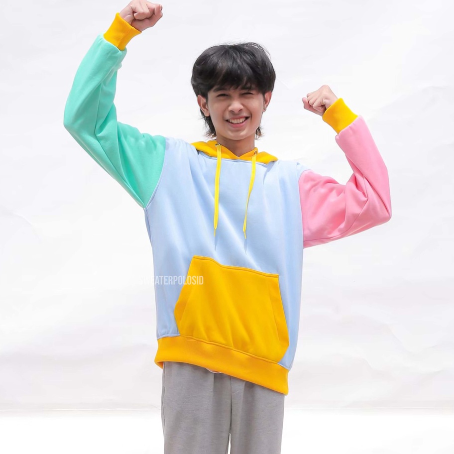 RDRG4353 [KODE 77]  SWEPO Hoodie Jumper Tricolor Size M - XXL (Pria & Wanita)