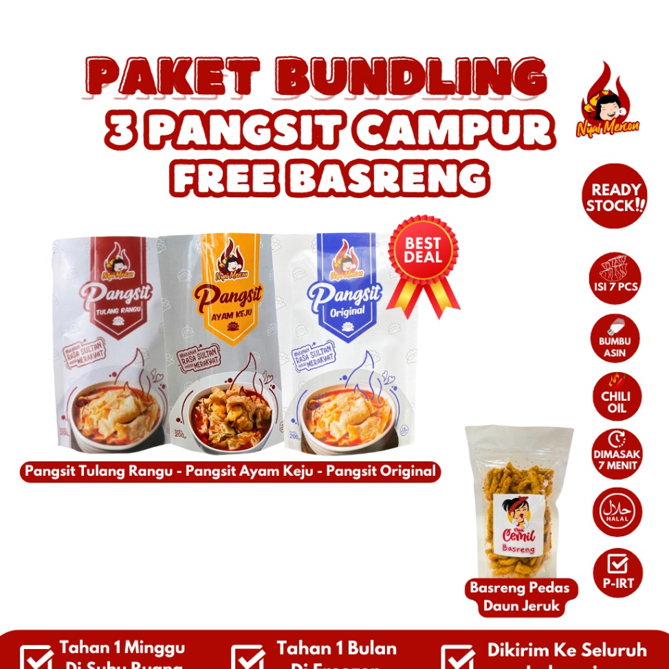 

Penawaran Spesial [ EXCLUSIVE ] Paket Bundling 3 Pangsit Nyai Mercon Free Basreng Pedas