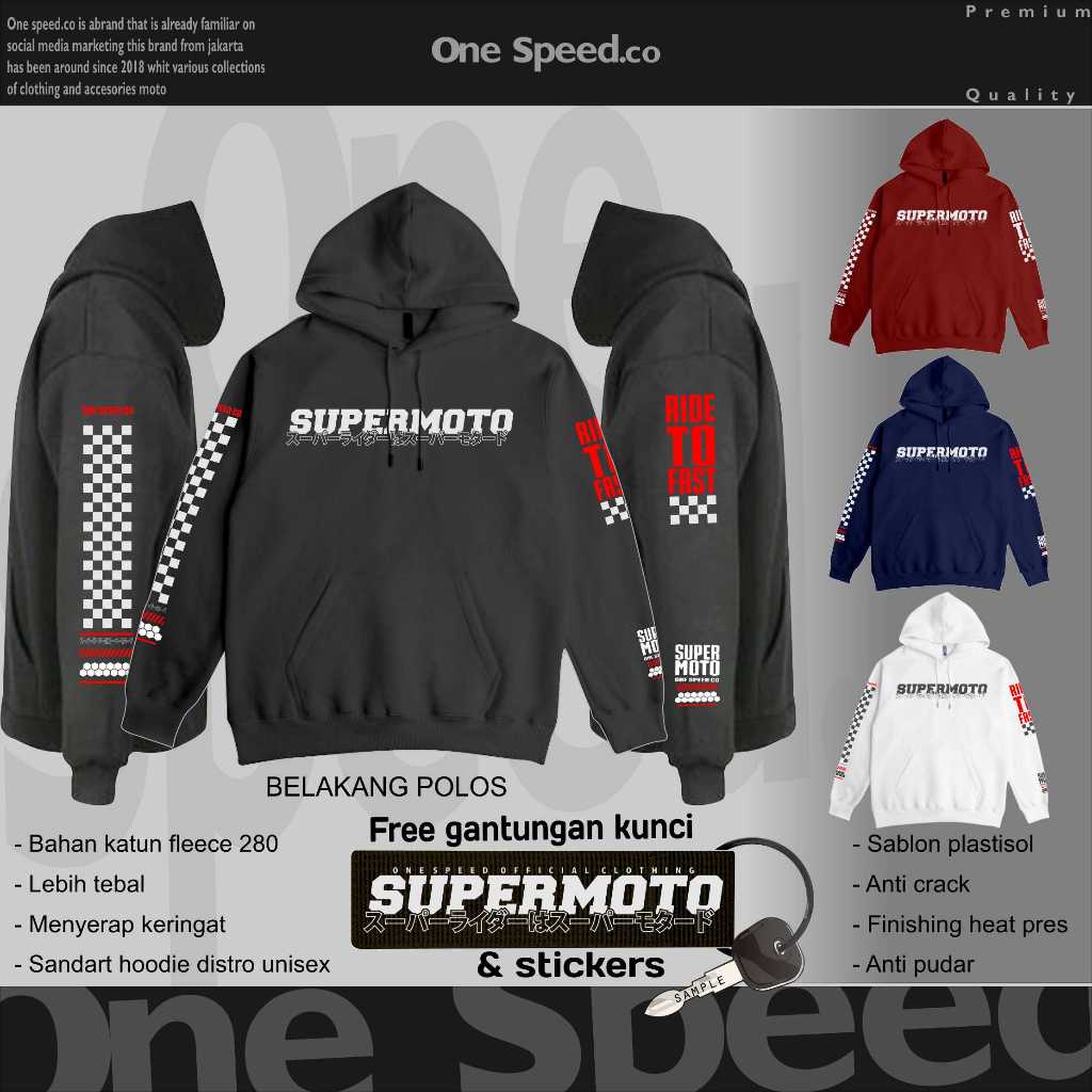 ONE SPEED HOODIE SUPERMOTO  / SUPERMOTO INDONESIA GRAPHIC HOODIE JUMPER / SUPERMOTO HOODIE DESIGN SI