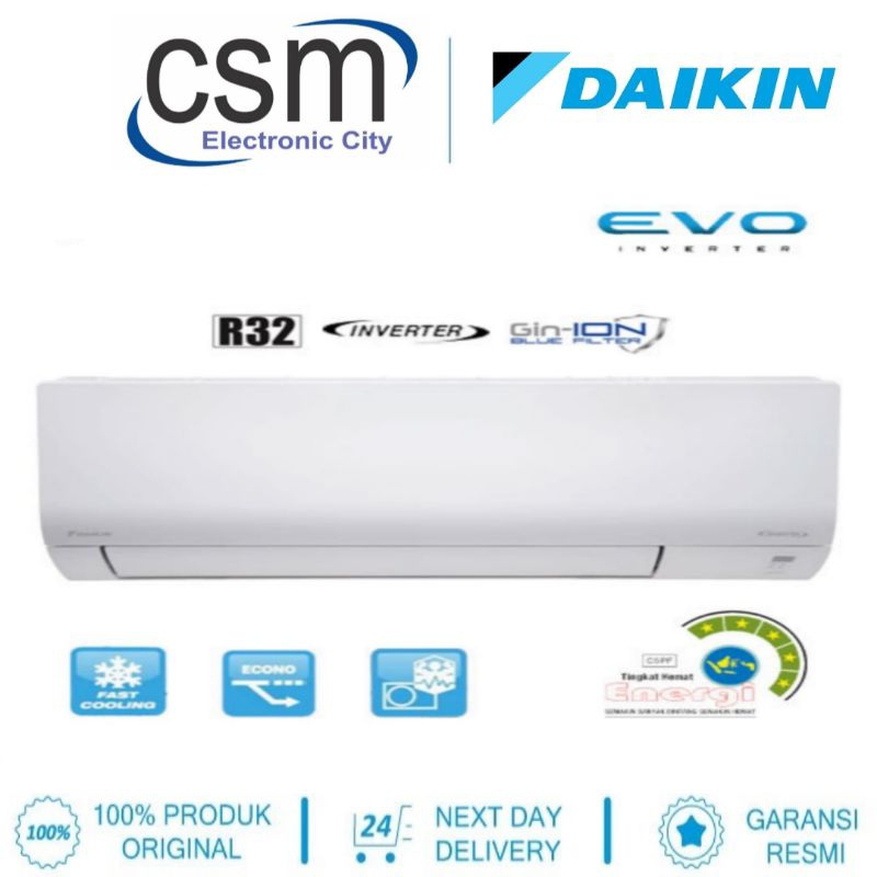 AC DAIKIN 1.5 PK FTKF35AV EVO INVERTER R32 1.5 PK [INDOOR+OUTDOOR UNIT ONLY] GARANSI RESMI