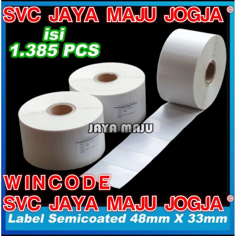 

[ WINCODE ] 48 X 33 - 1 LINE SEMICOATED - FACE IN - ISI 1.385 PCS || CORE 1" || LABEL BARCODE THERMAL TRANSFER PAKAI RIBBON - APOTEK OBAT LABORATORIUM RUMAH SAKIT KONVEKSI SPAREPART MOTOR MOBIL || 48X33 - C342C C342 C C 342C C 342 C