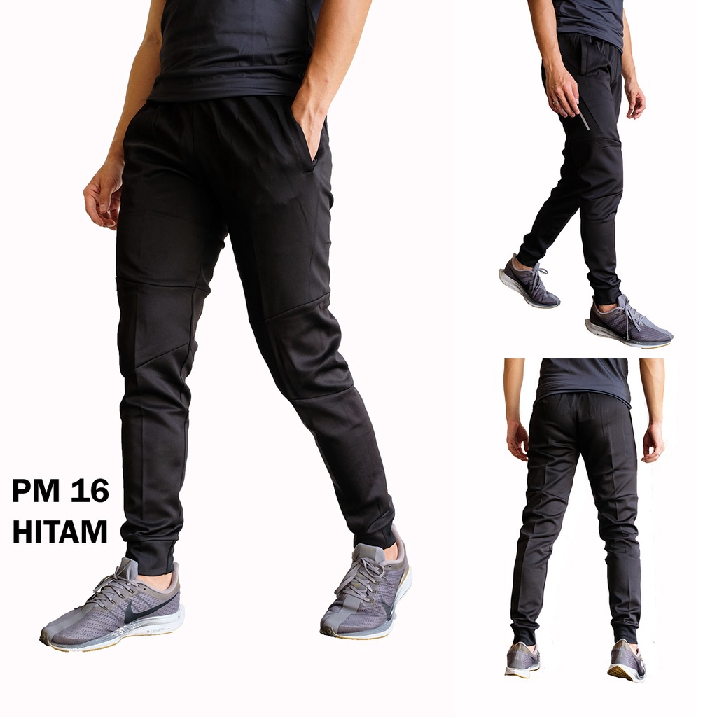 12.12 Promo Brand Celana Trining Olah Raga Panjang PM 16 Hitam Clana Bawahan Sport Training Futsal G