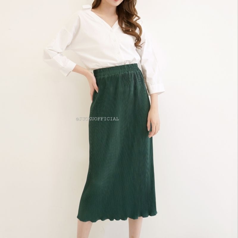 Rok Wavy Midi Plisket Span / Rok Midi Wavy / Rok Span Wavy / Rok Plisket Tanggung / Rok 7/8  / Plisk