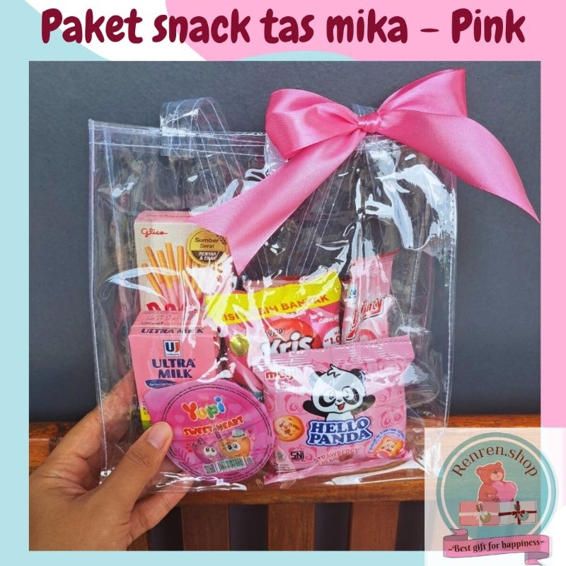

Paket snack kemasan mika warna pink (FREE CARD)