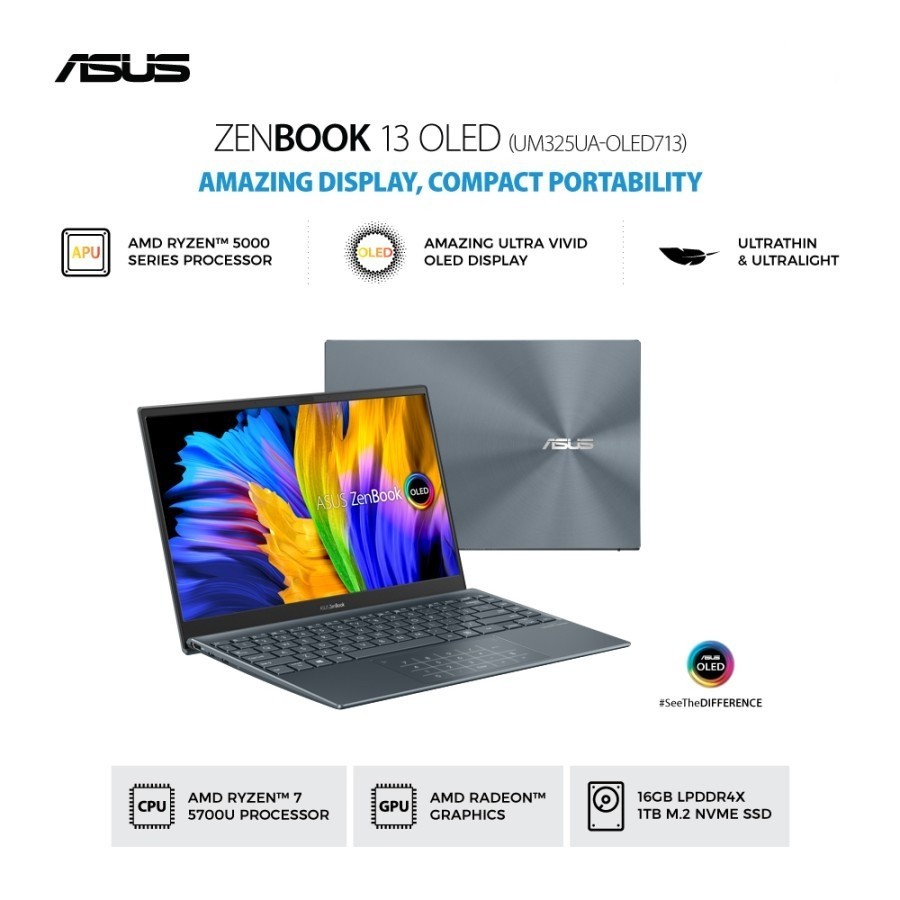 ASUS ZENBOOK UM325UA-OLED713 AMD R7-5700U/16GB/1TB/13.3" OLED FHD/W11