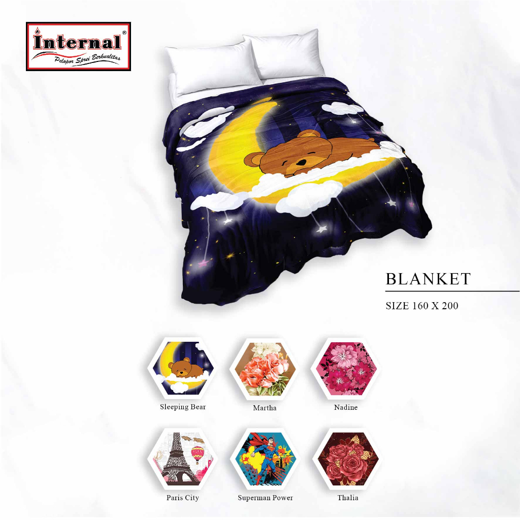 Selimut Internal 160x200 - Motif Karakter Bunga Abstrak Geometri