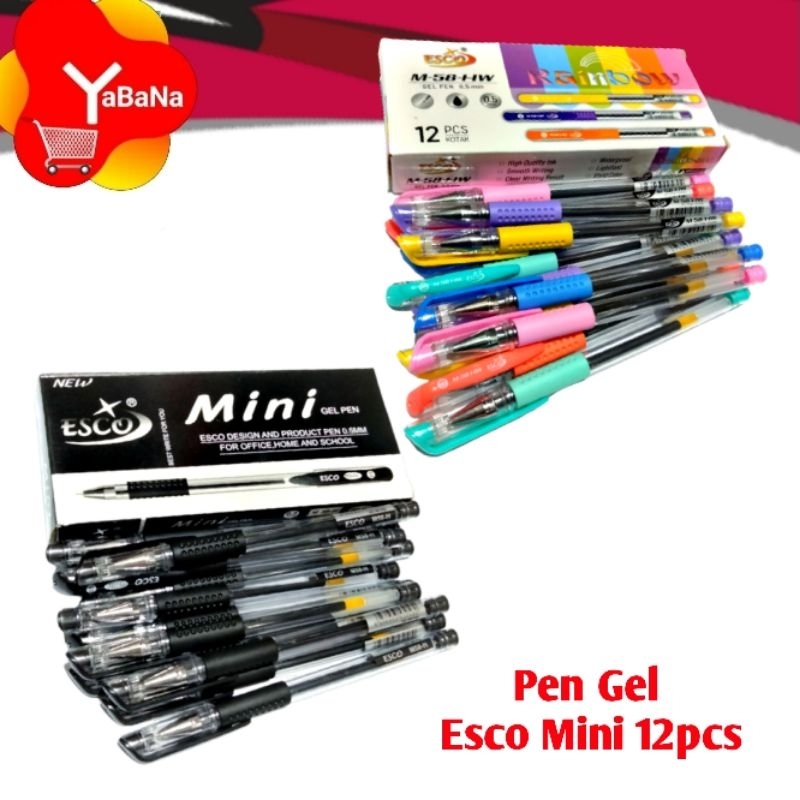 

[YBN] Bolpen Esco Mini Gel Pen hitam isi 12pcs