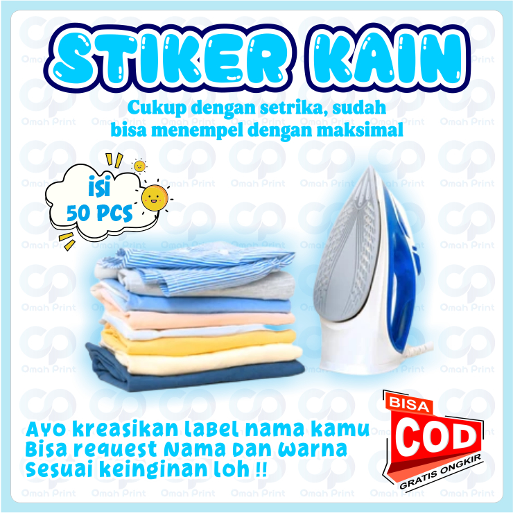 

[1 HARI JADI] Sticker Label Nama Kain Baju Isi 50Pcs Stiker Kain Label Nama Baju Anak