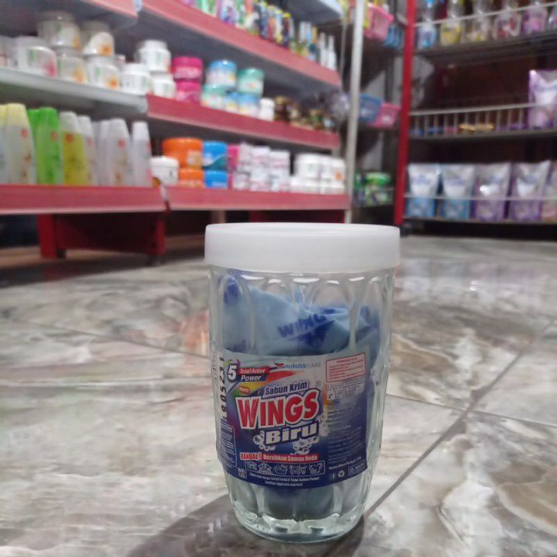 Sabun Krim Wings Biru 12g + Gelas