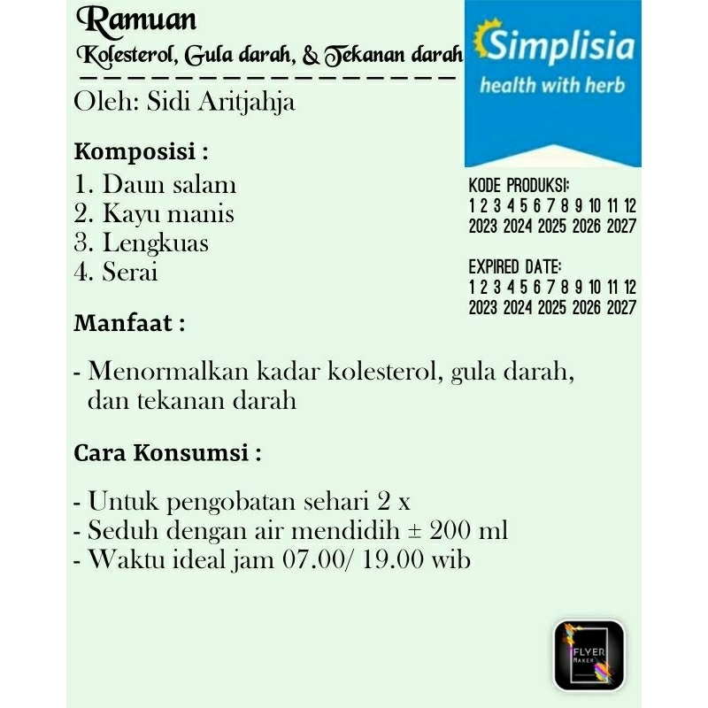 

Ramuan Kolesterol, Gula darah, & Tekanan darah - Jamu herbal celup isi 10 kantong