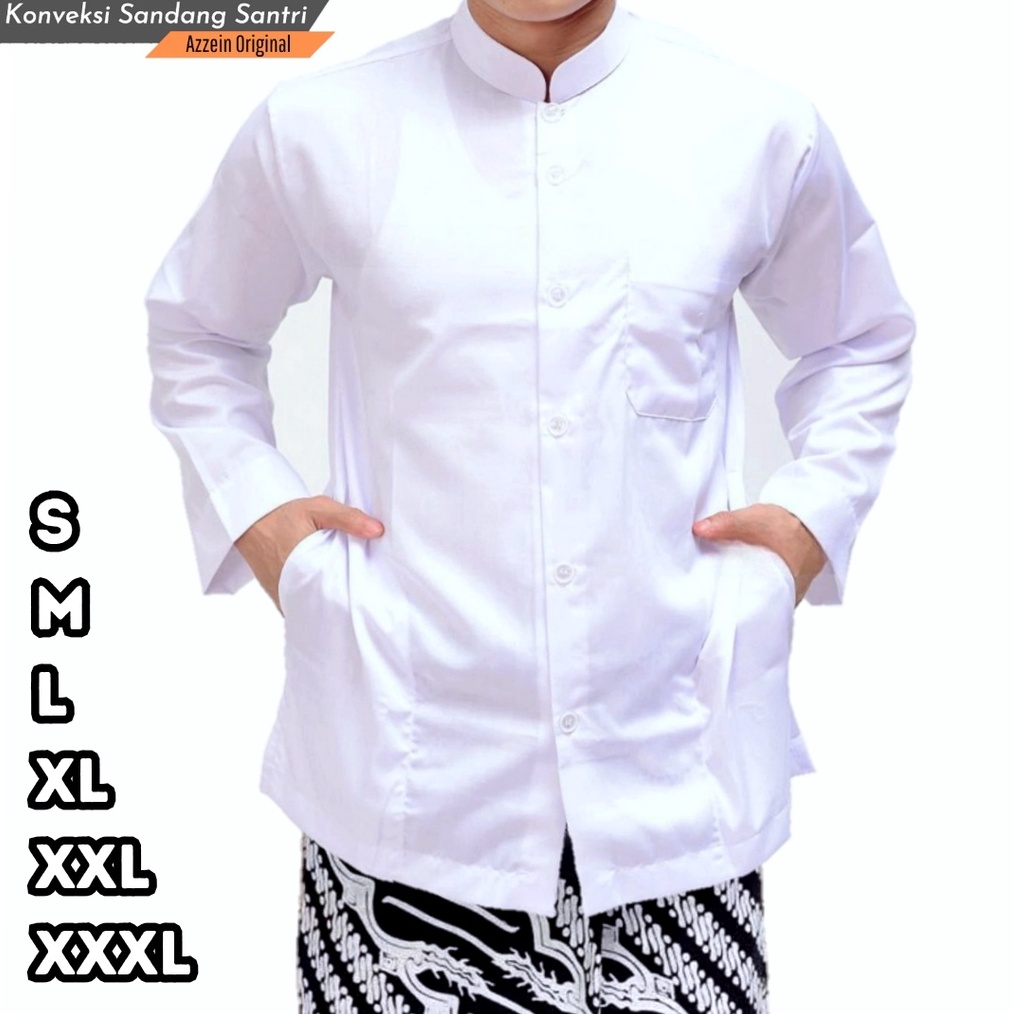 MALL Koko Pria Dewasa Saku Samping Polos S M L XL XXL XXXL Koko Putih Pria gas 