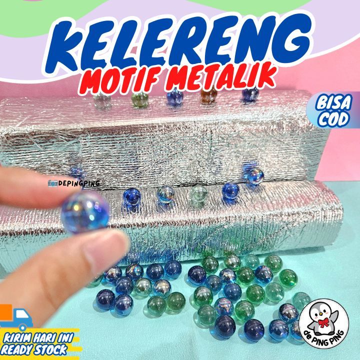 Kelereng Motif Metalik Jaring/Mainan Kelereng/ Kelereng Belimbing
