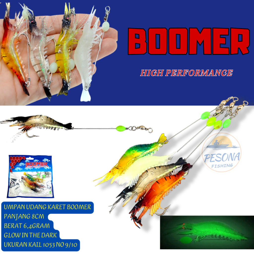 UMPAN TIRUAN UDANG-UDANGAN BOOMER SHRIMP DENGAN KAIL MIRIP ASLI TERGACOR UKURAN 8CM 5GR