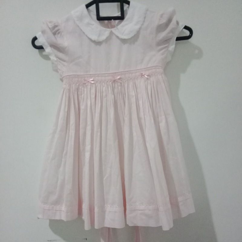 Preloved smocked dress anak Kingkow lightpink 4years almost new