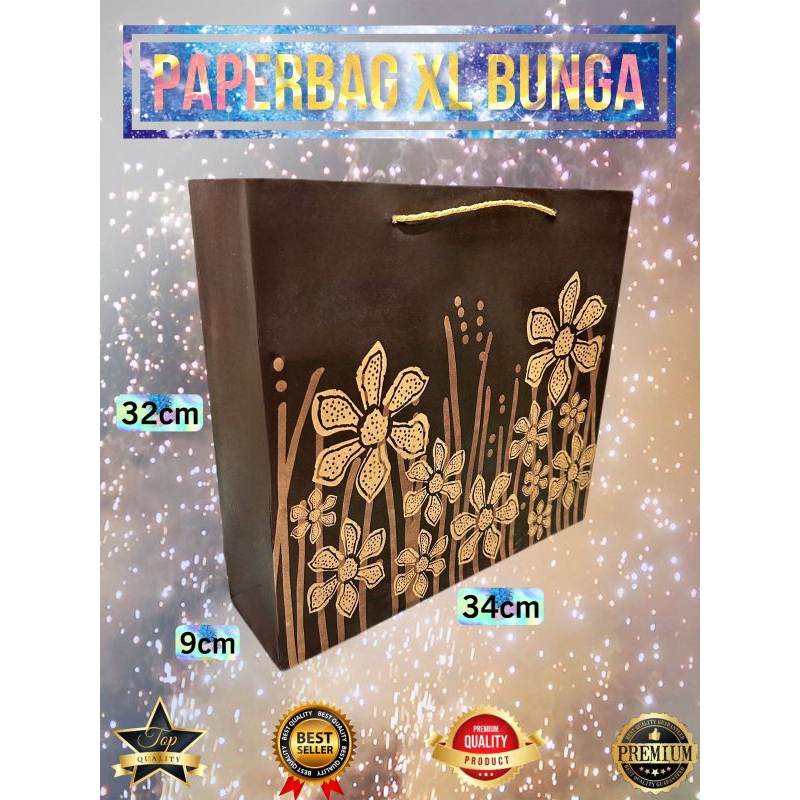 

Paperbag Tas Kertas XL 34x9x32 Motif bunga Goodiebag Shopping