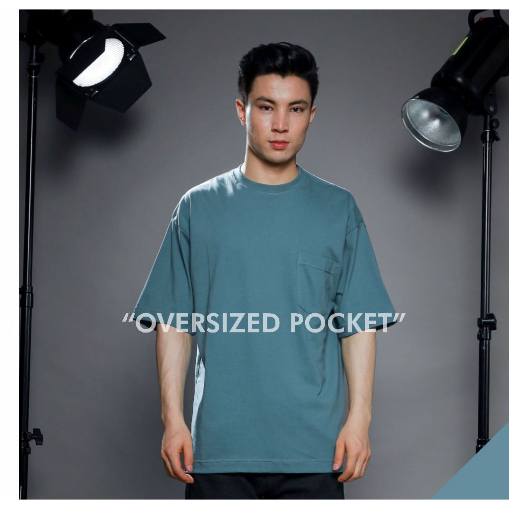 REASER Oversize Pocket Tees Kaos Polos Saku - Mineral Blue