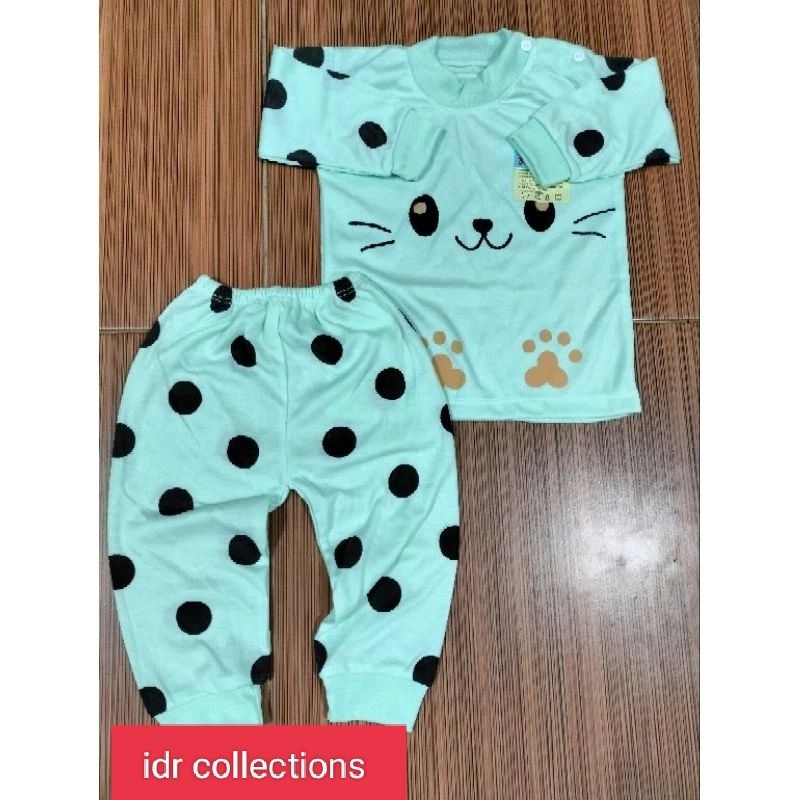 setelan baju bayi / piyama baju tidur bayi kancing pundak