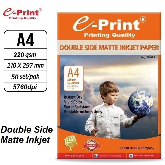 

E-Print Double Side Matte Inkjet Paper A4 220gsm 50 lembar