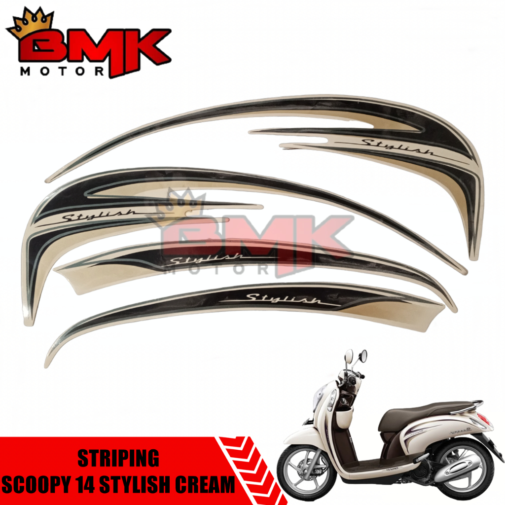 Striping Stiker Polet Honda Scoopy FI 2014 K16 Stylish Biru Merah Krem Cream