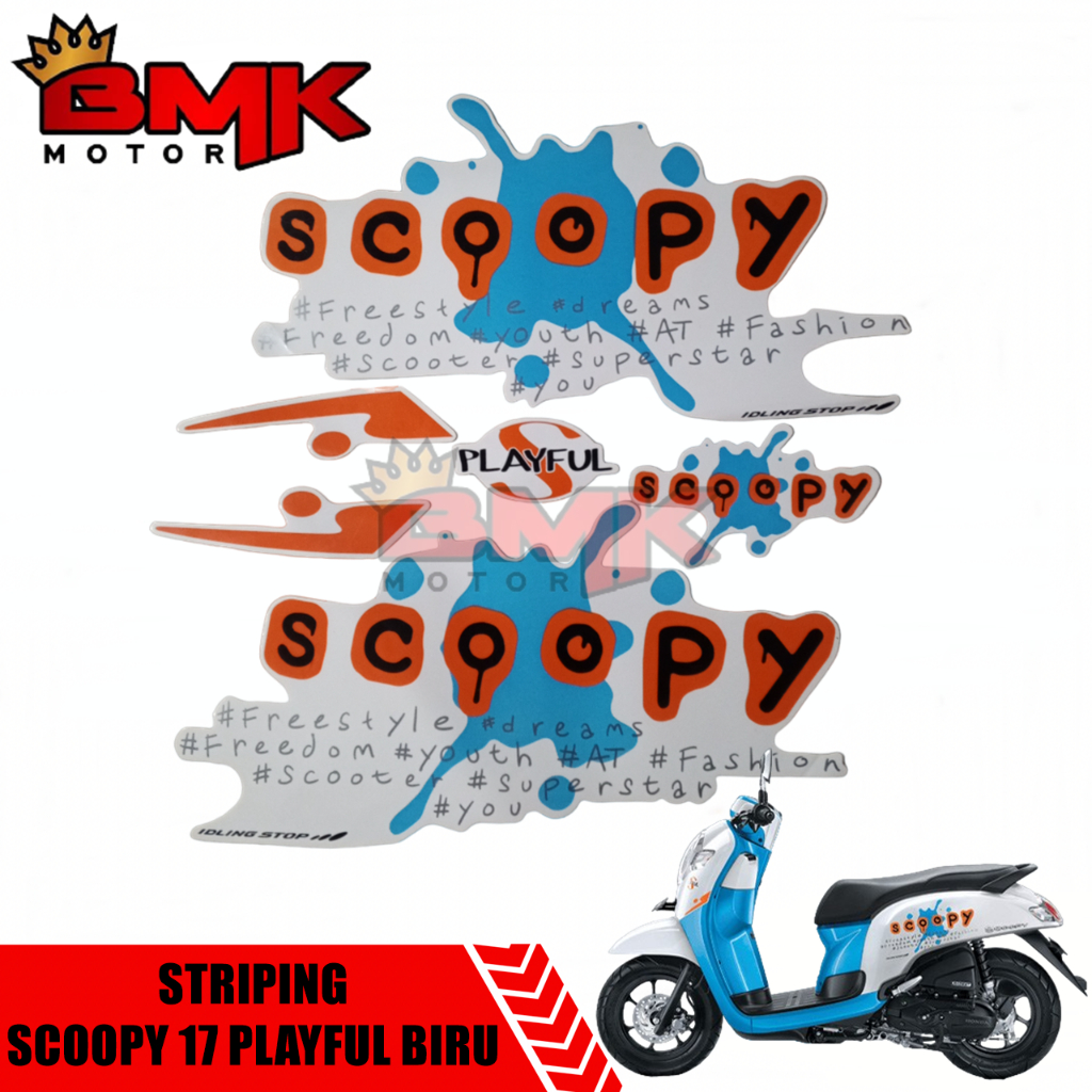 Striping Stiker Polet Honda Scoopy Esp New 2017 K93 Playfull Biru Hijau